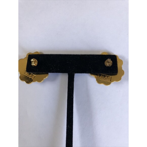 Vintage Signed MMA Earrings Enamel Floral Design - Picture 6 of 8